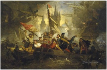 海戦 Painting - ヘンドリック・フランス・シェーフェルの海戦シーン 海戦